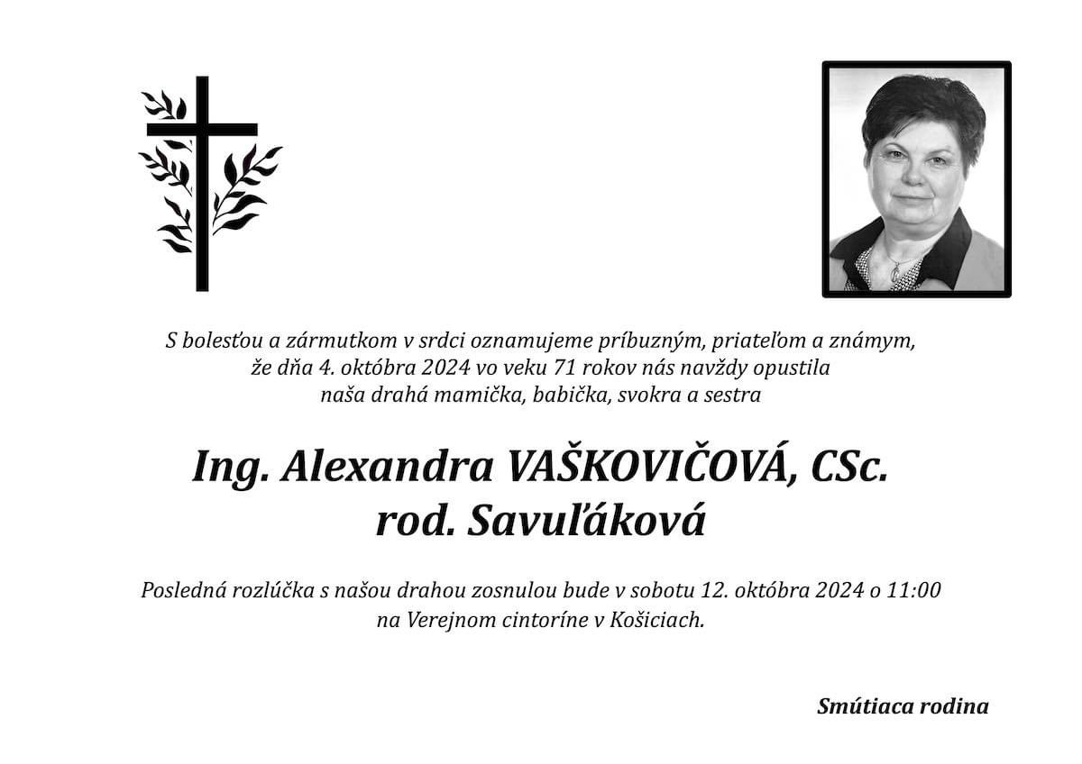 Parte: Ing. Alexandra Vaškovičová, CSc.